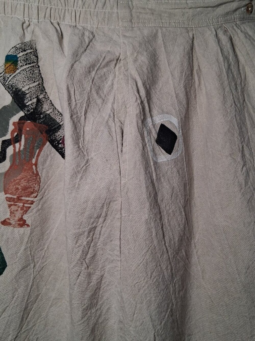 Play Alegre Skirt S Natural Hand Painted Wearable Art To Wear Lagenlook Artsy - Picture 11 of 16